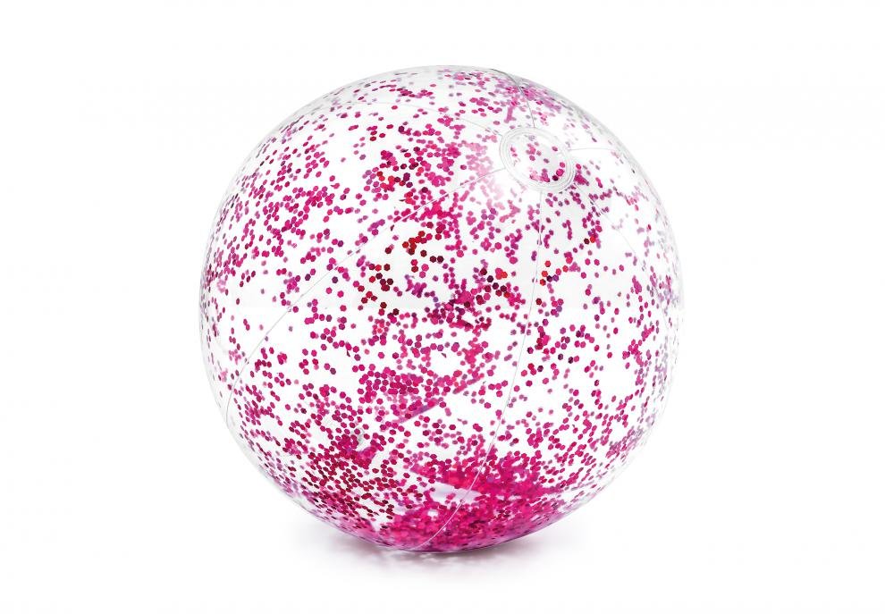 Nafukovací plážový míč INTEX 58070 Glitter Transp. 71 cm růžová