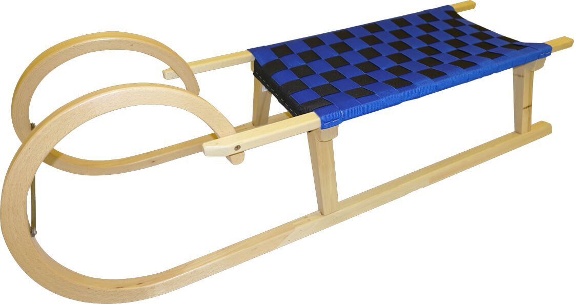 Sáně dřevěné Rohačky 125CM ČERVENÝ VÝPLET modrá