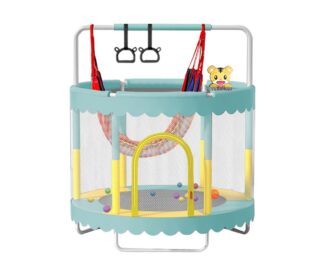 Dětská trampolína SEDCO 122 cm s ochrannou sítí a houpačkou Světle modrá