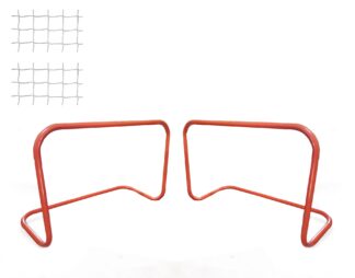 Sada florbalových branek 2x 90x60 cm + síť oranžová