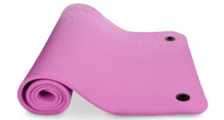 Karimatka na cvičení NBR YOGA MAT 185x80x1 cm s otvory na zavěšení růžová