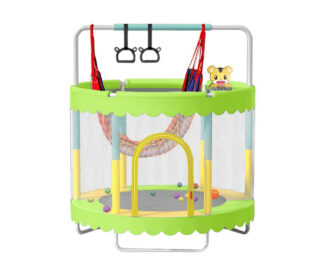 Dětská trampolína SEDCO 150 cm s ochrannou sítí,houpačkou a vybavením Zelená